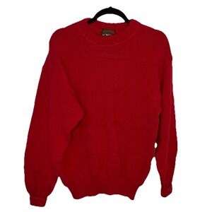 Vintage Lakewood Sweater Mens M Red Cotton Knit Made in Canada Cabin Grandpa